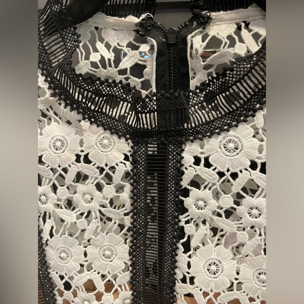 Self Portrait Payne Cutout Mini Dress, Black White, UK 10 / US 6, New - Picture 3 of 11